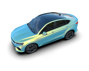 Mavi araba. 3d oluşturma