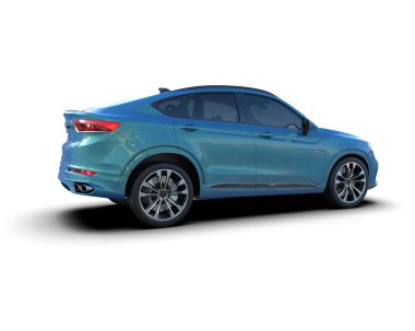 mavi modern araba - yan görünüm.