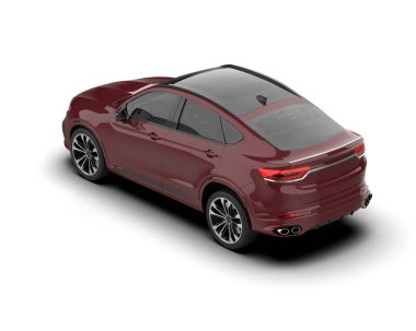 Modern araba arka planda izole edilmiş. 3D görüntüleme - illüstrasyon