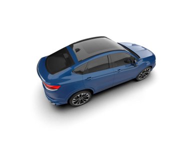 mavi araba modern araba geri görüş 3D görüntüleme