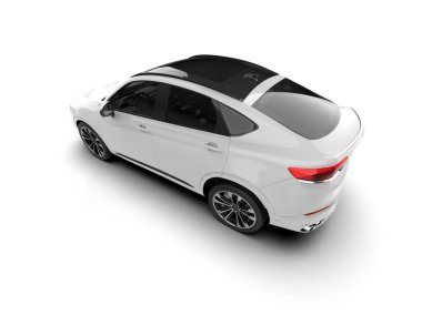 Beyaz arka planda bir araba. 3D görüntüleme. 3d illüstrasyon.