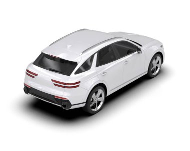 Beyaz modern araba, beyaz üzerine izole edilmiş yan görüş. yan görünüm.