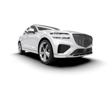 modern araba kırpma yolu ile beyaz arkaplanda izole edildi - 3d illüstrasyon