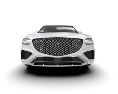 Beyaz arka planda siyah bir arabası olan modern lüks spor araba konsepti. 3d oluşturma