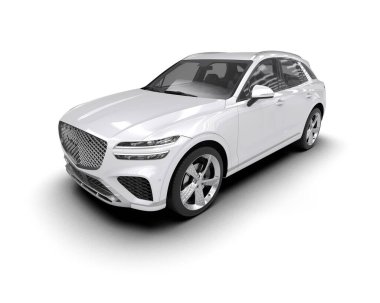beyaz lüks modern araba - sedan araba - 3 boyutlu resim.