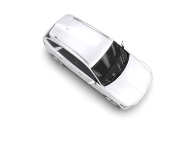 Beyaz arka planda modern bir araba. 3d oluşturma