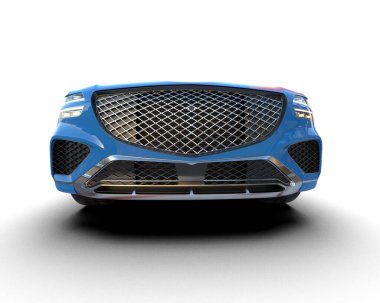 Metalik tel çerçeve izole mavi modern araba