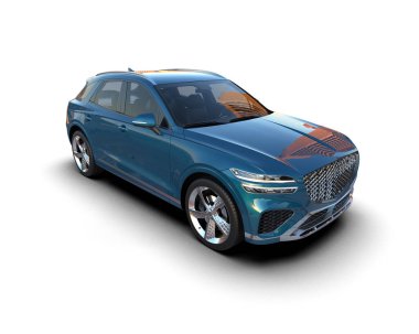 Modern araba arka planda izole edilmiş. 3D görüntüleme - illüstrasyon