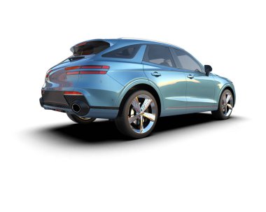 Lüks modern araba mavi arka planda güzel bir gölgeyle - 3 boyutlu