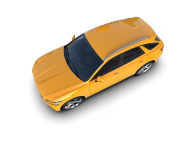 Modern araba izole edilmiş. Beyaz arka planda bir araba. 3d oluşturma.