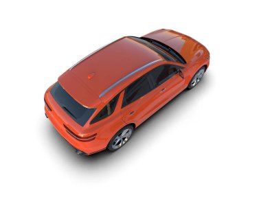 Beyaz bir arka plan üzerinde modern kırmızı araba