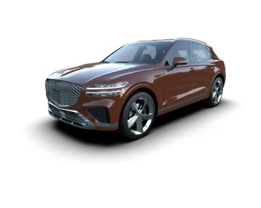 Gri arkaplandaki araba 3 boyutlu görüntüleme