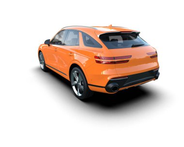 Modern spor araba. Beyaz arkaplanda 3D görüntüleme.