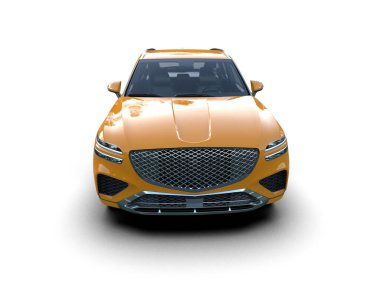 Arka planda modern lüks bir araba. Vücudun gölgesi ile 3 boyutlu illüstrasyon.