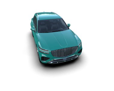 Yeşil araba izole edildi. Araç 3D görüntüleme.