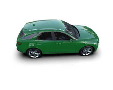 Beyaz arka planda elektrikli araba. 3 Boyutlu Hazırlama