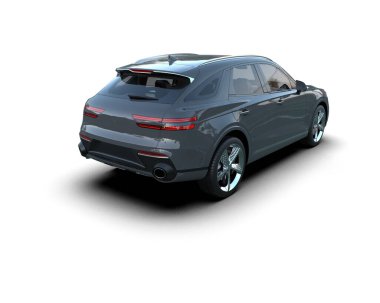 beyaz arka planda modern lüks SUV arabası 3 boyutlu görüntüleme