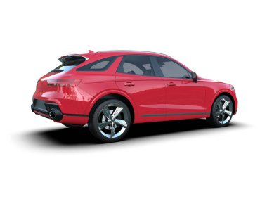 Beyaz arka planda modern bir araba. 3d oluşturma