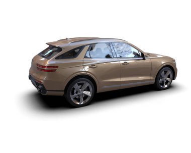 Lüks arazi aracı beyazda izole edilmiş. 3D görüntüleme - illüstrasyon