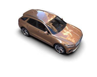 Modern araba arka planda izole edilmiş. 3d illüstrasyon -