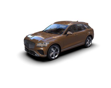 Beyaz arka planda modern lüks SUV. 3 boyutlu resimleme