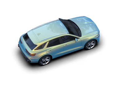 Beyaz arka planda modern bir araba. 3d illüstrasyon