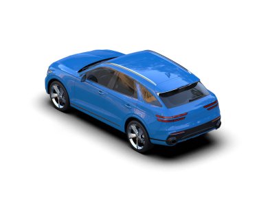 Modern araba beyazda izole edilmiş. 3D görüntüleme - Gölgeli illüstrasyon.