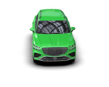 3 boyutlu yeşil renkli ve ışık çizgileri olan bir araba.