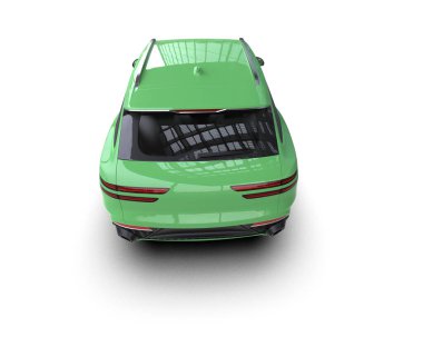 Beyaz arka plan üzerinde izole yeşil modern araba