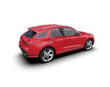 kırmızı modern SUV arabası - yan görünüm