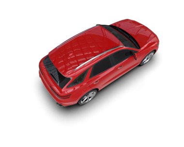 Kırmızı araba. 3d oluşturma