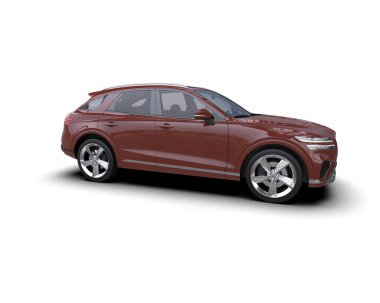 Modern araba beyaz arka planda izole edilmiş. 3d oluşturma