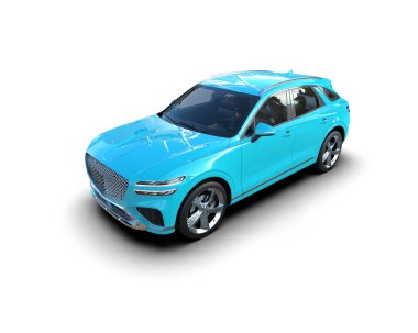 Mavi lüks sedan araba. 3d illüstrasyon