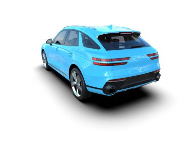 mavi araba arka planda izole edildi