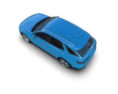 3D beyaz üzerine mavi araba.