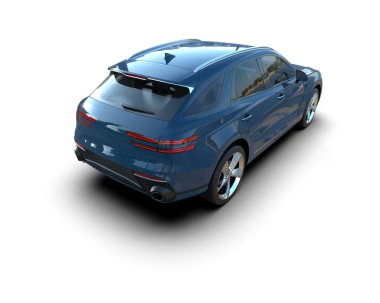 Modern araba arka planda izole edilmiş. 3d illüstrasyon