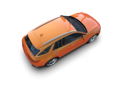 turuncu modern araba beyaz arka planda izole edilmiş. 3d illüstrasyon.