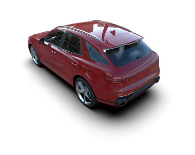 Beyaz arka planda modern kompakt araba. 3 Boyutlu Hazırlama.