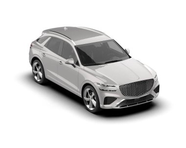 Lüks modern araba beyazda izole edilmiş.