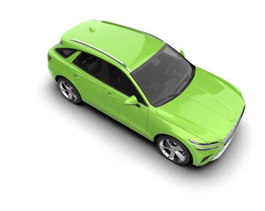 kırpma yolu ile beyaz arkaplanda izole yeşil araba