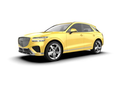 Gerçekçi 3 boyutlu sarı cip. vektör görünümü