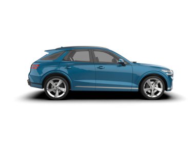 Beyaz arka planda modern bir araba. 3d oluşturma