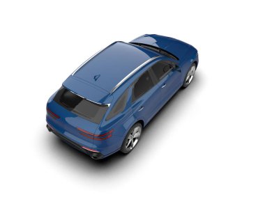 mavi modern araba gölgeli arka planda izole