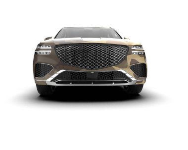 Modern kamuflajlı SUV arabası beyaz arka planda izole edildi