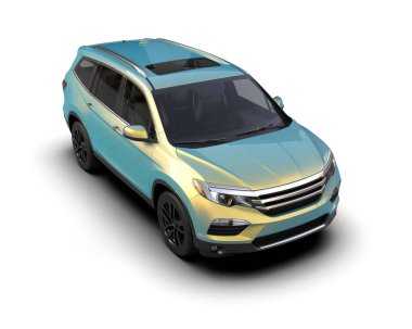 Modern araba arka planda izole edilmiş. 3D görüntüleme - illüstrasyon