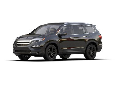 Modern siyah SUV beyaz arka planda. 3d oluşturma