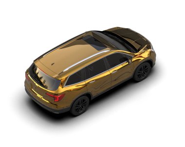 Karanlık bir arka planda modern şehir arabası. Arabanın ortasında bir sürü araba olan bir konsept. 3 Boyutlu Hazırlama.