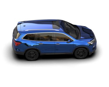 Gri mavi-mavi-mavi-gri gri renkli gri camlı modern şehir cipi. 3d oluşturma