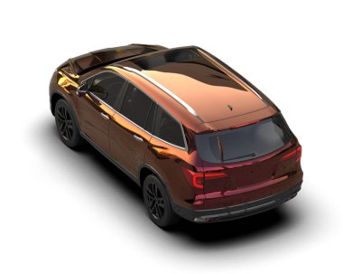 Siyah arka planda lüks bir SUV arabası. 3D görüntüleme.