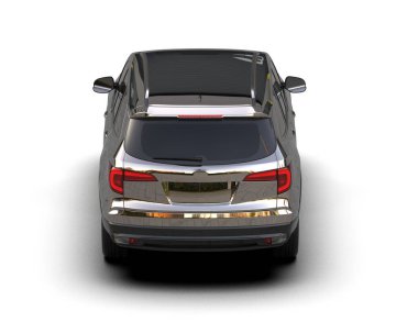 Siyah arka planda beyaz araba, 3 boyutlu görüntüleme